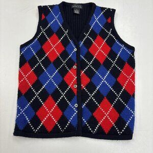 Limited Argyle Sweater Vest Womens S Red Wool Old Money Prep Heritage